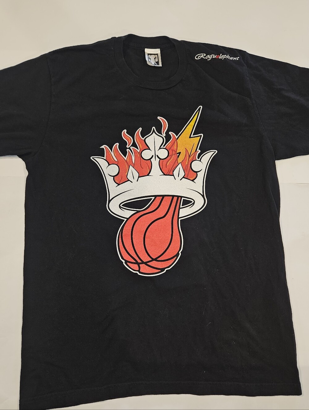 Rogue Elephant Black Graphic Miami Heat Basketball Crown Tee
